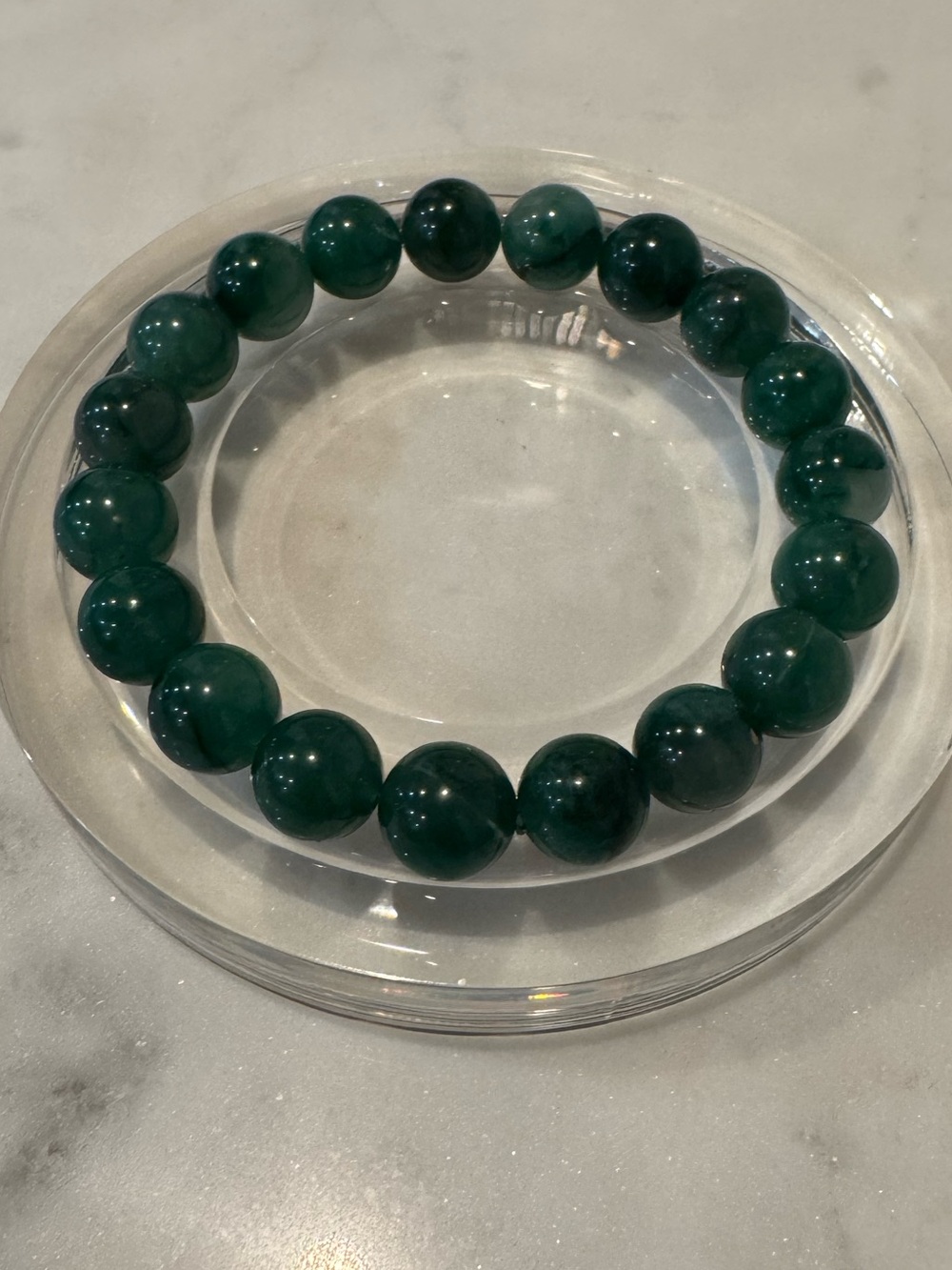 Green African Jade Bead Stretch Bracelet